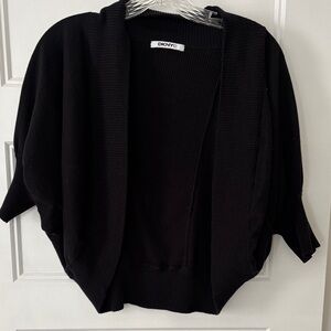 DKNY Black Open-Front Draped Cardigan